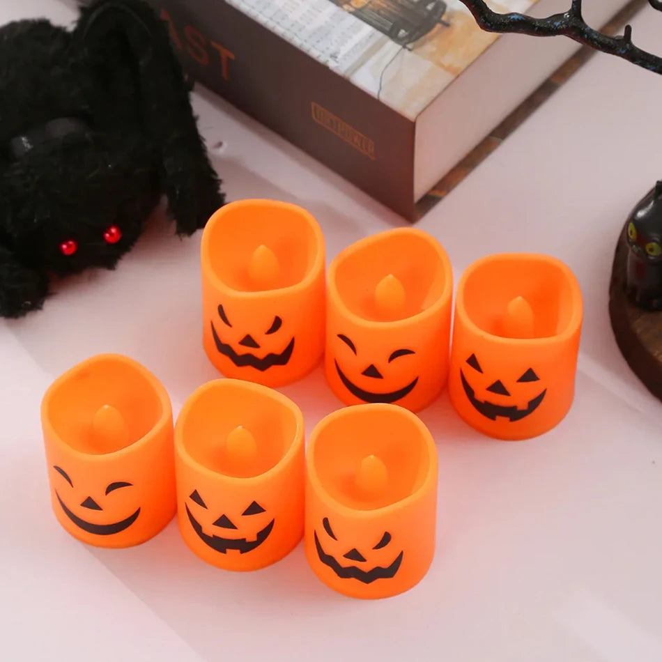 Pumpkin Lantern Candle Light Halloween Skull Ghost Face Lamp Kids Gift For Bedroom Garden Party Decoration Atmosphere Light