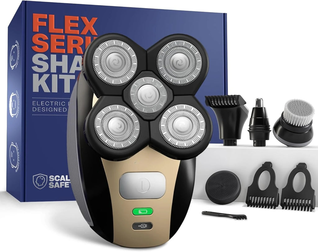 2026 New Upgrade Electric Head & Body Hair Shaver - Mens Cordless Rechargeable Wet/Dry Skull Bald Head Back