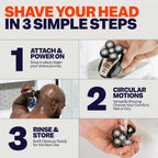 2026 New Upgrade Electric Head & Body Hair Shaver - Mens Cordless Rechargeable Wet/Dry Skull Bald Head Back