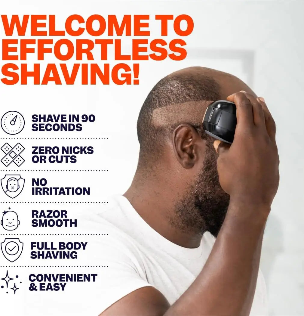 2026 New Upgrade Electric Head & Body Hair Shaver - Mens Cordless Rechargeable Wet/Dry Skull Bald Head Back