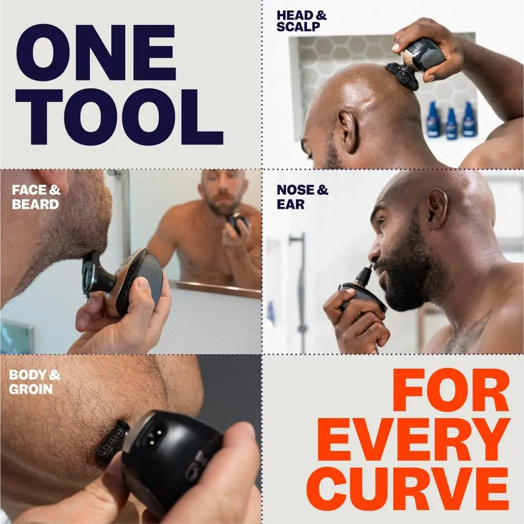 2026 New Upgrade Electric Head & Body Hair Shaver - Mens Cordless Rechargeable Wet/Dry Skull Bald Head Back