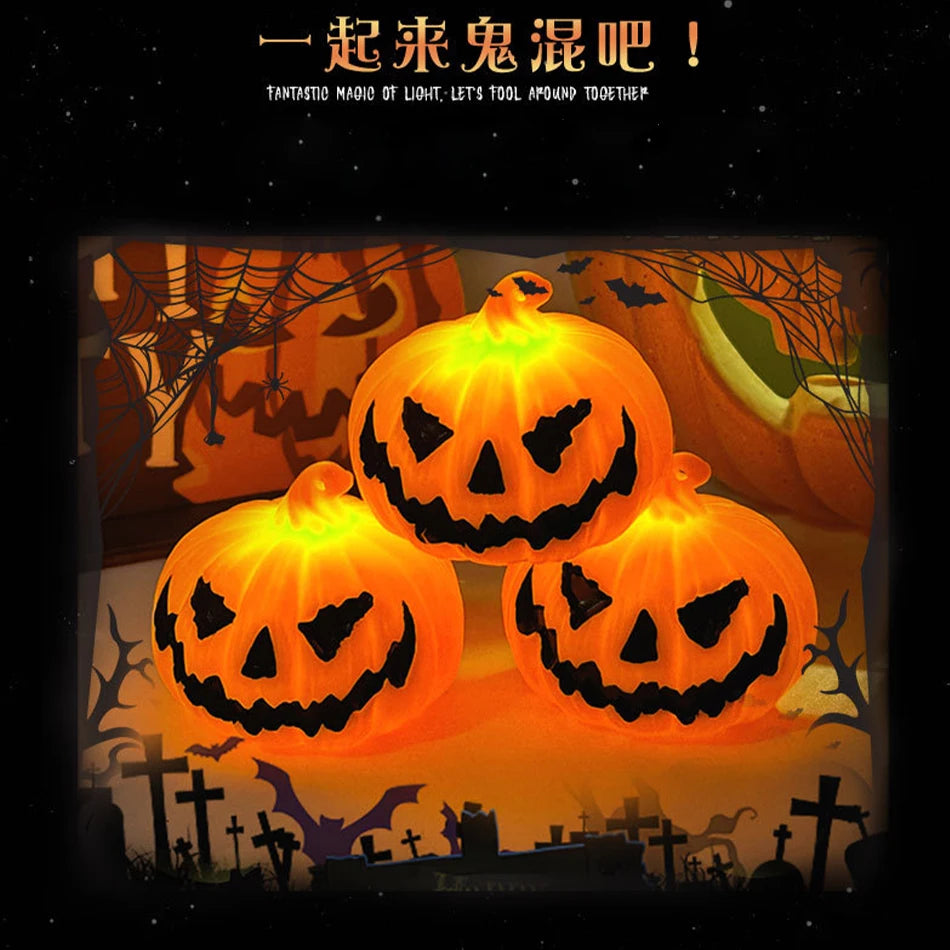 Pumpkin Lantern Candle Light Halloween Skull Ghost Face Lamp Kids Gift For Bedroom Garden Party Decoration Atmosphere Light